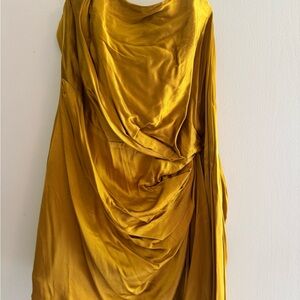Elegant Gold Draped Dress